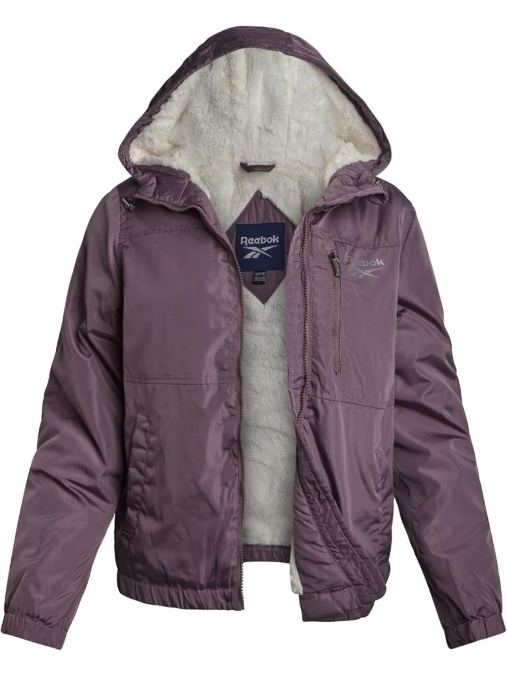 〽️Women's Grape Sherpa Lined Hooded Rain Jacket Full Zip Winter Coat